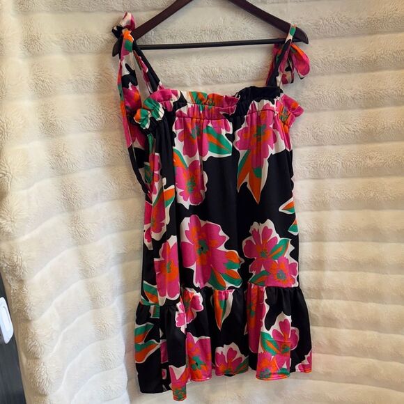 Eesome Vibrant Floral Dress with Pink and Orange - Picture 3 of 7